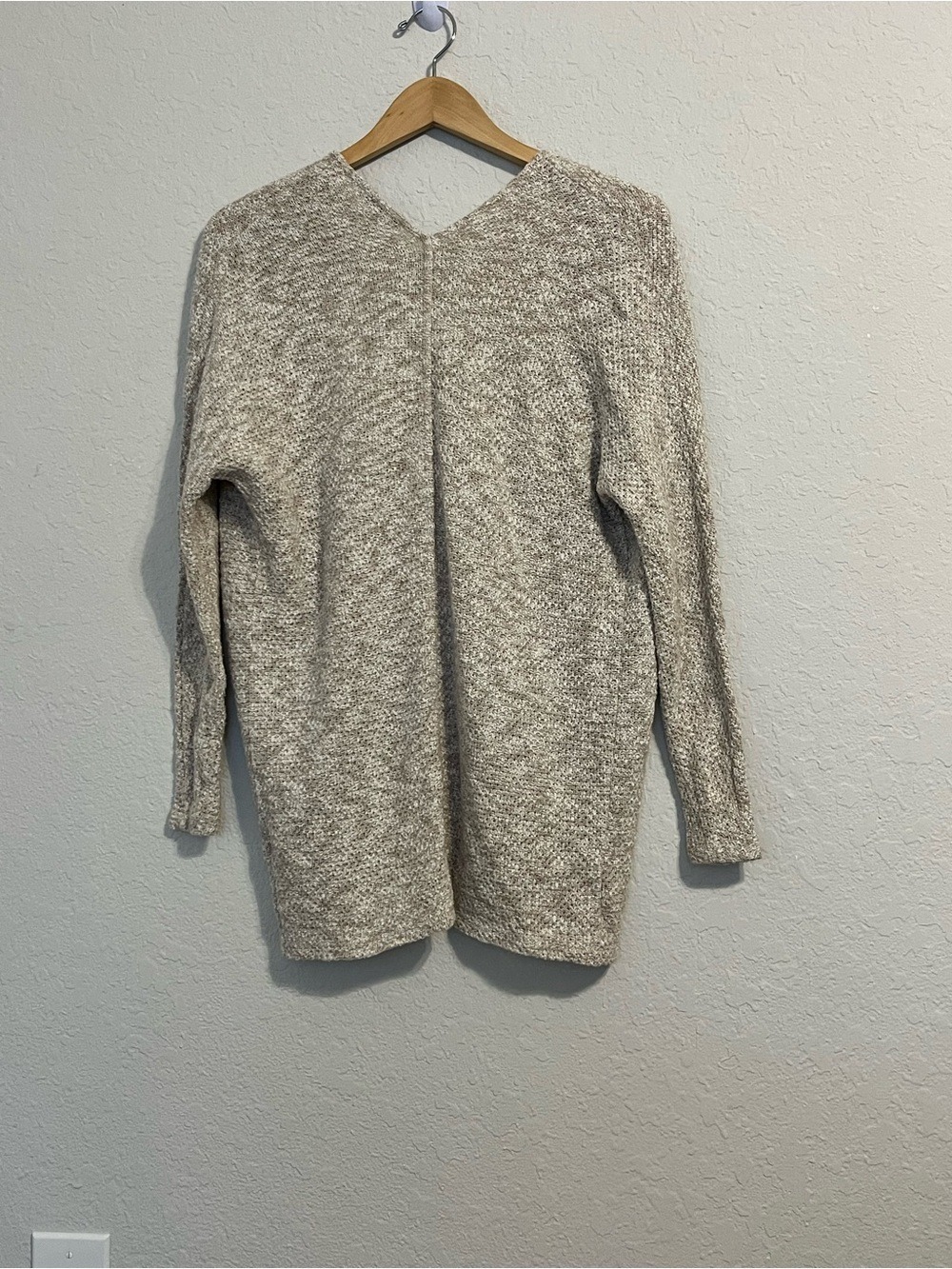 American Eagle XS Marled Open Front Cardigan Neutral Cotton Blend Lightweight - Picture 5 of 9